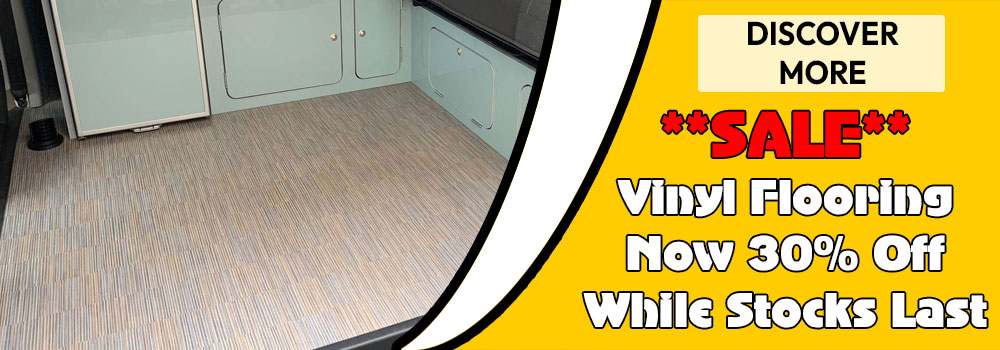 campervan flooring sale, get 30% off our vinyl sheet flooring for camper vans